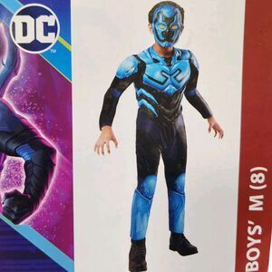 Kids DC Comics Blue Beetle Boys Size 8 Medium Muscle Jumpsuit Halloween Costume